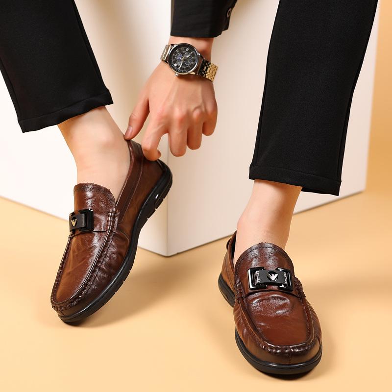 Men's Doudou shoes genuine leather men's casual leather shoes high-end single shoes round head men's shoes