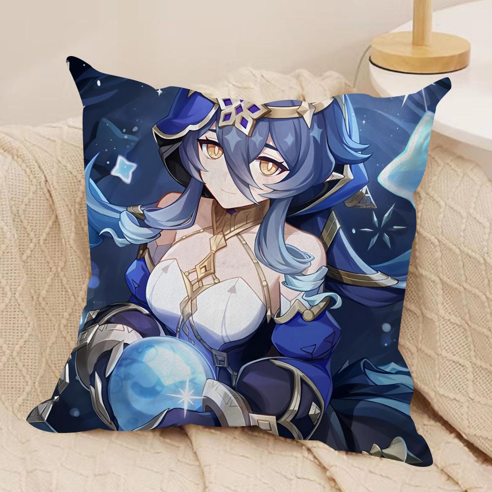 Layla genshin impact cute Cushion Cover Silky Short Plush Invisible Zipper Dustproof Sofa Pillow Case for Home Decor