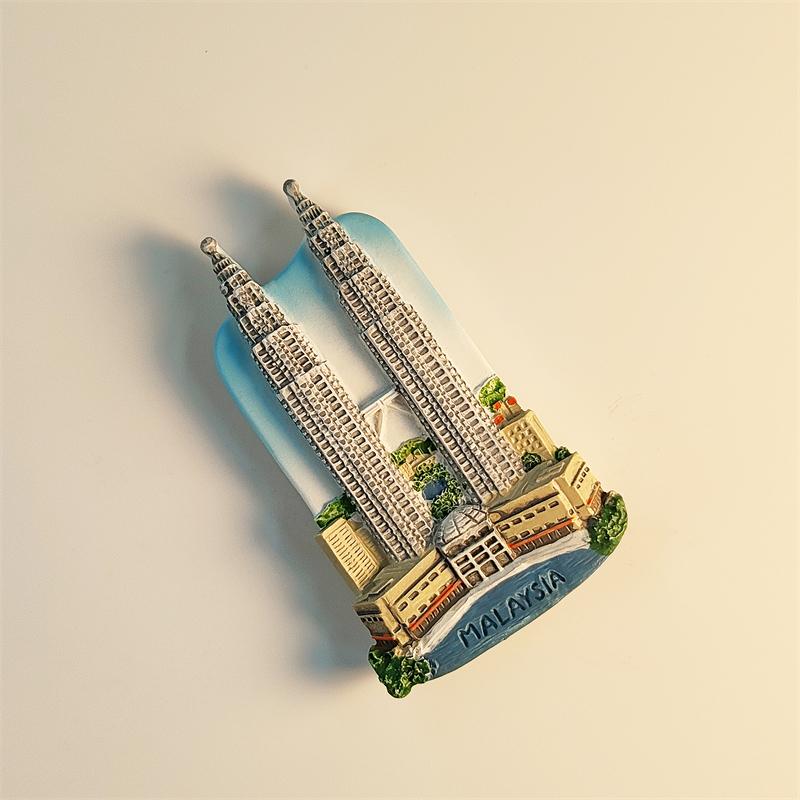 Malaysia Kuala Lumpur Twin Tower 3D Stereoscopic Tourism Souvenirs Resin Painting Decoration Home Refrigerator Magnets