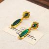 Qingdao Jewelry Elegant Emerald Green Teardrop Tassel Earrings - New Chinese Ethnic Style for Women