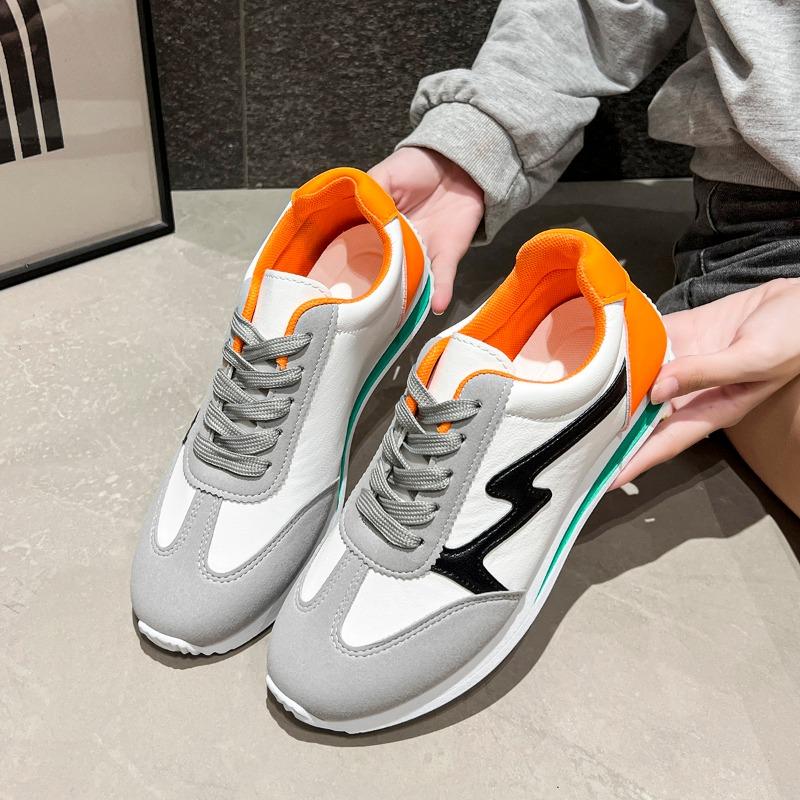 Fashion Women's Spring New Casual Single Shoes Round Head Color Matching Before Lacing Soft Sole Non-slip Low Top Sneakers