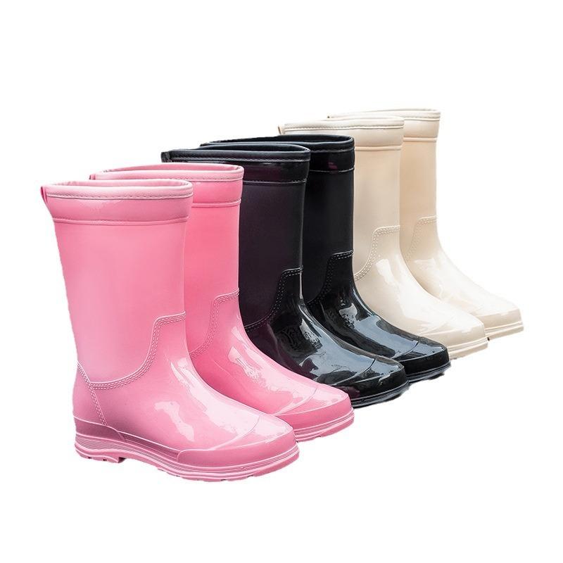Fashion Snow Women's Shoes Candy Color Women's Rain Boots Non-slip Rain Shoes Medium Tube Water Shoes Kitchen Waterproof Glue Shoe Cover Shoes