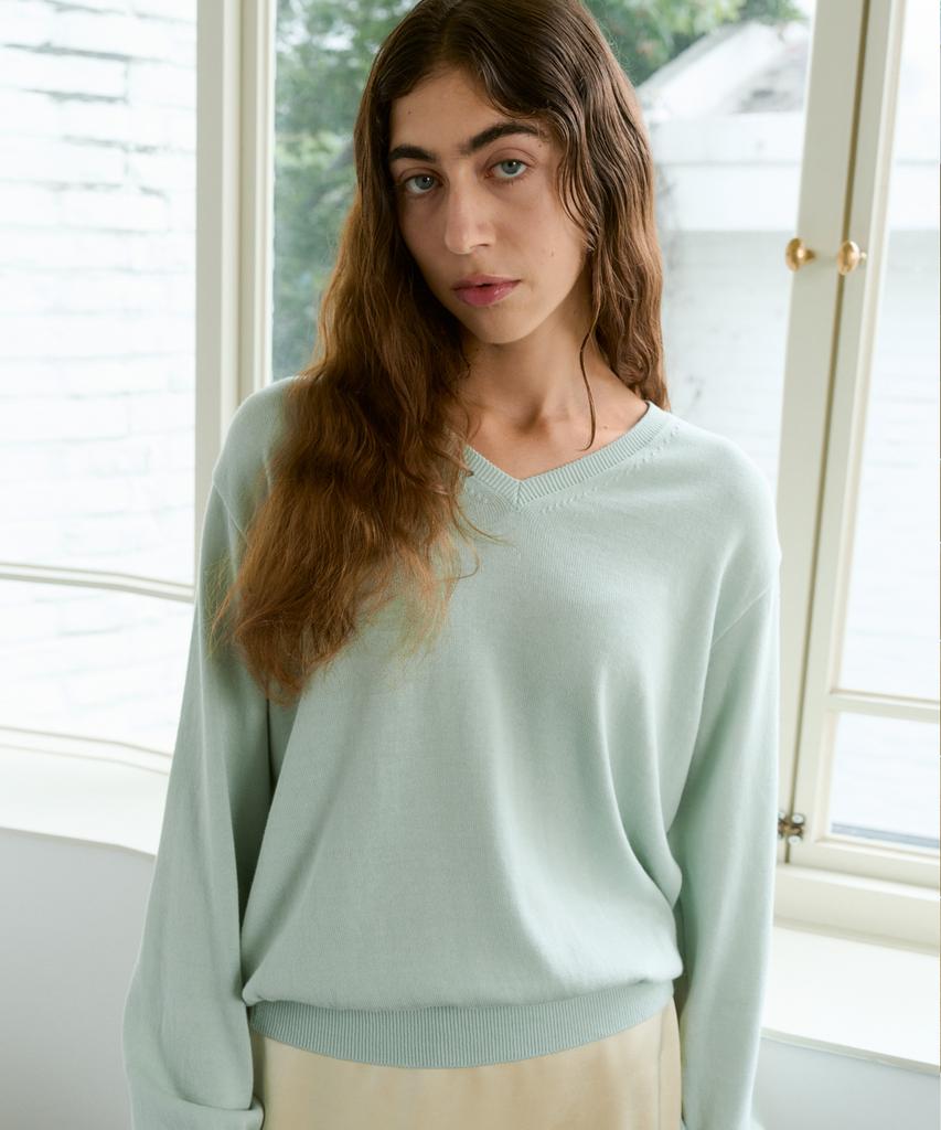 38COMEONCOMMON Regular Cotton V-Neck Knit (Mint)
