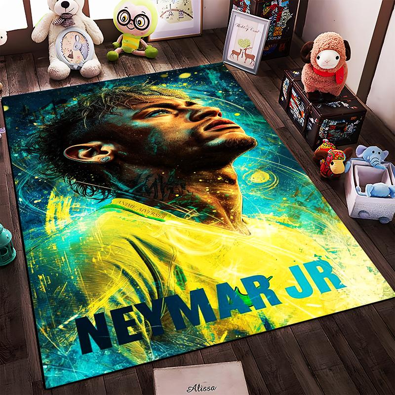 Stylish Neymar Jr. Design Carpet with Vibrant Yellow and Blue Art Suitable for Use As an Anti-slip for Living Room Bedroom Sofas