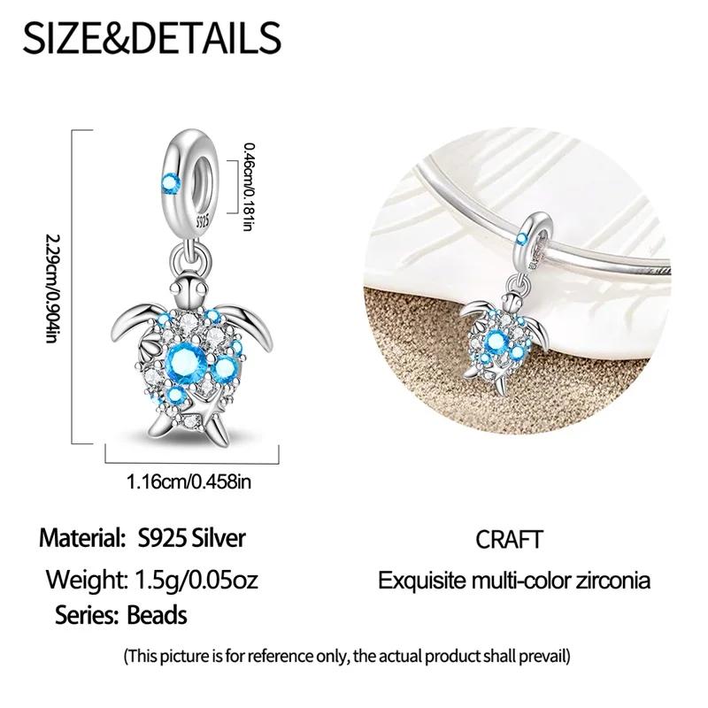 Charm Bead Charms Authentic copper Plated Blue Baby Turtle Pendant Sea Bead Charms Compatible With Bracelets Diy Gift Women Delicate Jewellery