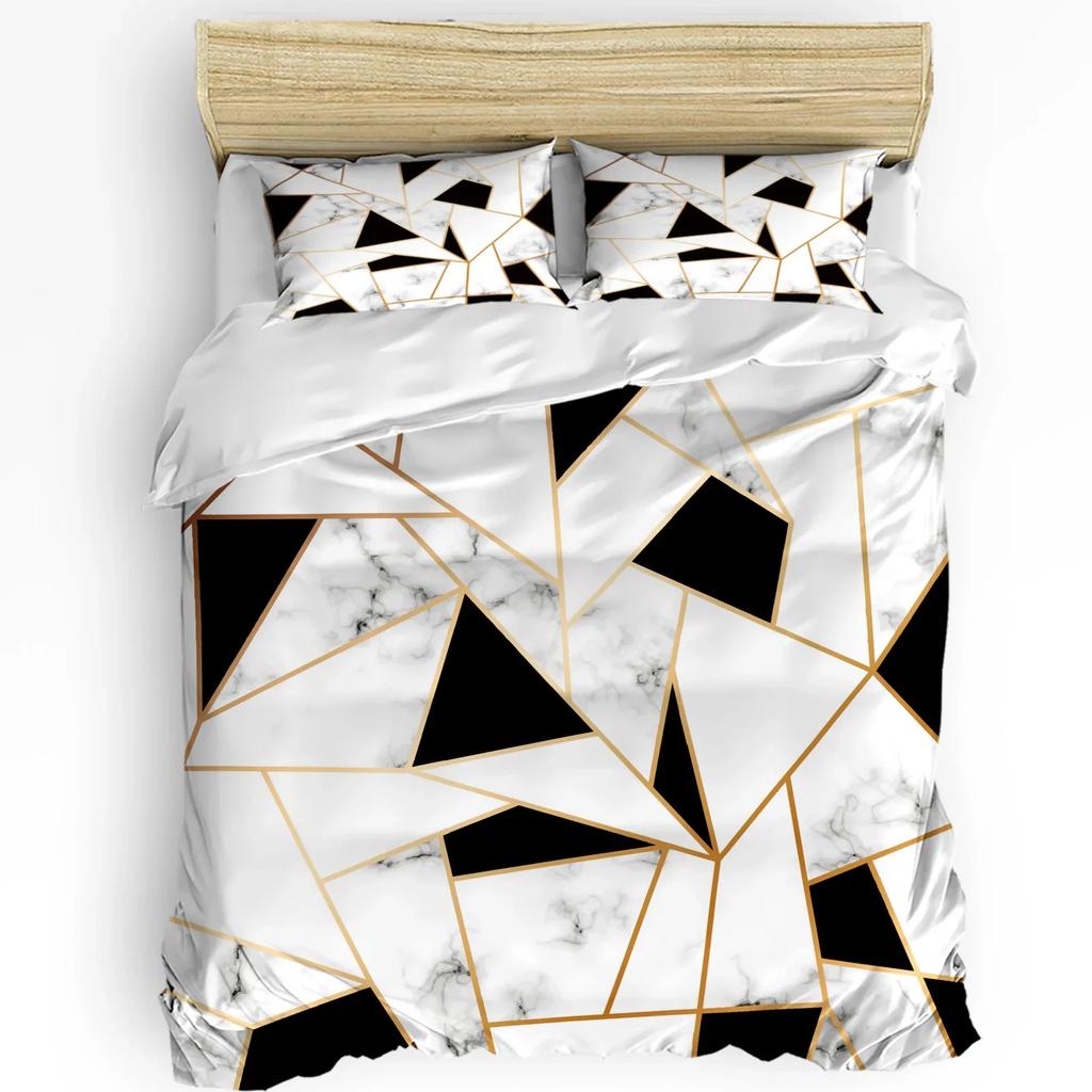 Geometic Black White Plaid Cat Duvet Cover With Pillow Case Custom 3pcs Bedding Set Quilt Cover Double Bed Home Textile