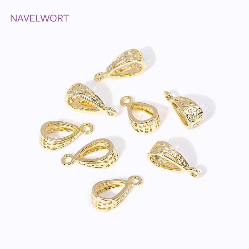 Fashion 18K Gold Plated Brass Droplet Shape Pendant Bail Connector For Jewellery Making Supplies DIY Necklace Making Accessories