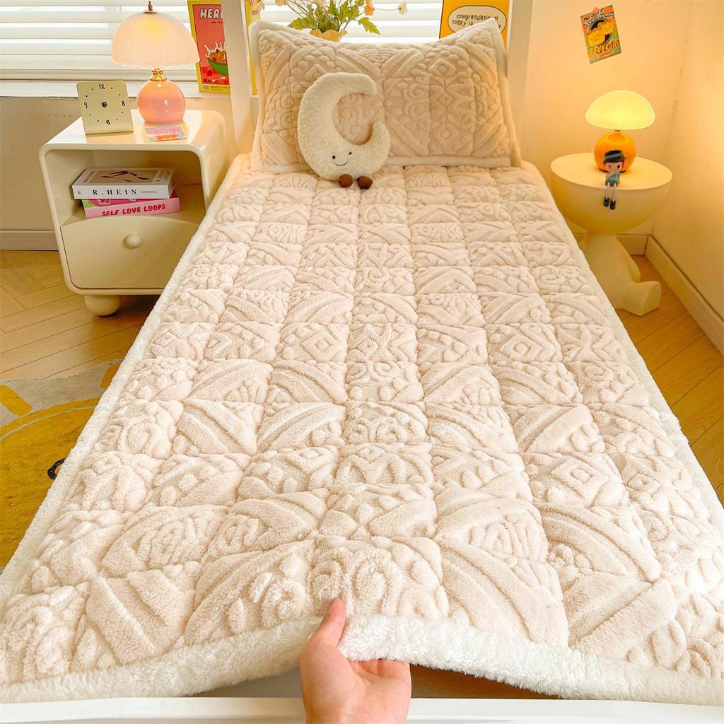 Winter Verdickte Taft Samt Matratzenauflage - Weiche Milch Samt Bettwäsche für Wohnheim, Einzel- oder Doppelbett