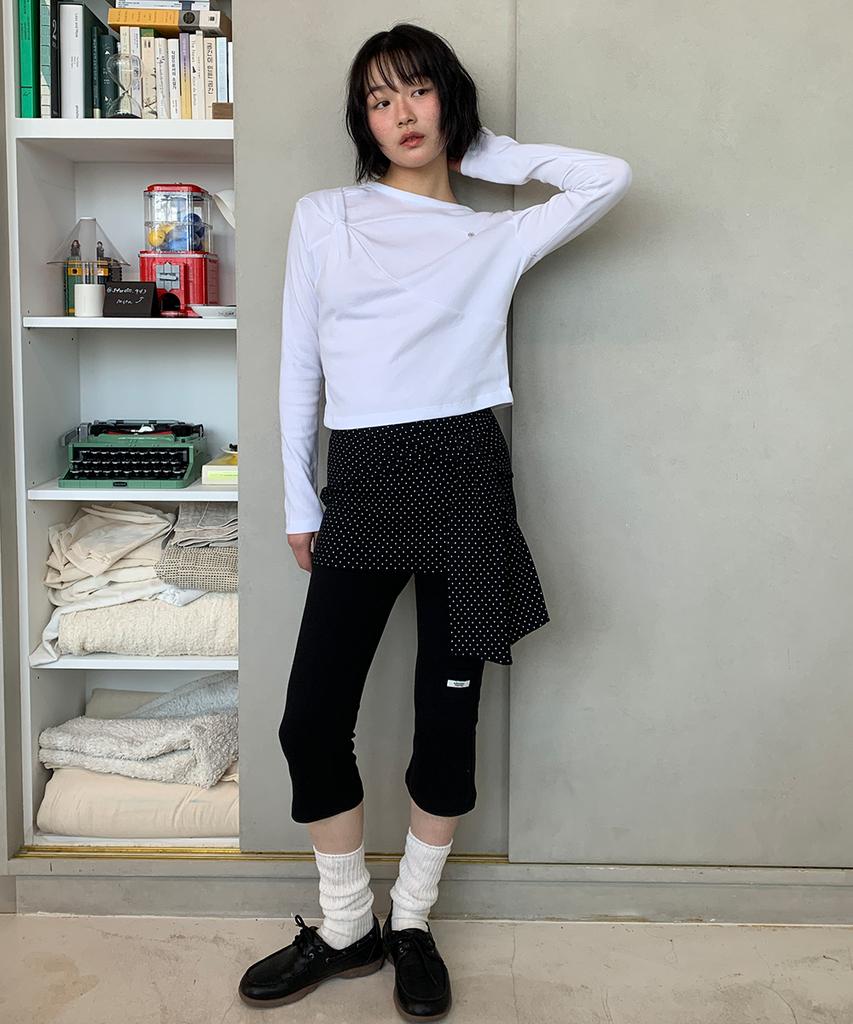 RONRON Dot Wrap Capri Pants Black