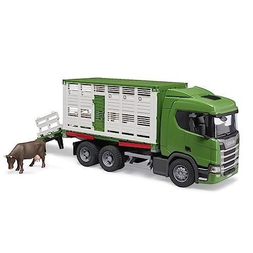 Camion De Transport D'animaux - BRUDER - Scania Super 560R - Rampe Extensible - Bœuf Inclus