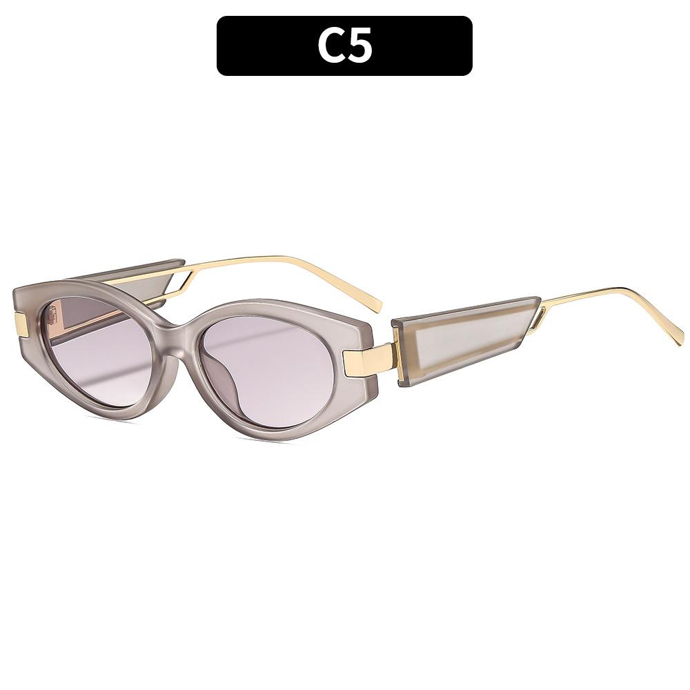 New Fashion Retro Oval Cat Eye Sunglasses Unique Vintage Design Sun Protection for Travel Driving Outdoor Activities as pictures