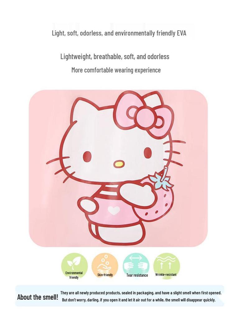 Sanrio Super Süßer Kuromi Regenmantel für Kinder mit Rucksackfach, Großer Schirm, Perfekt für Grundschul- und Kindergartenkinder.