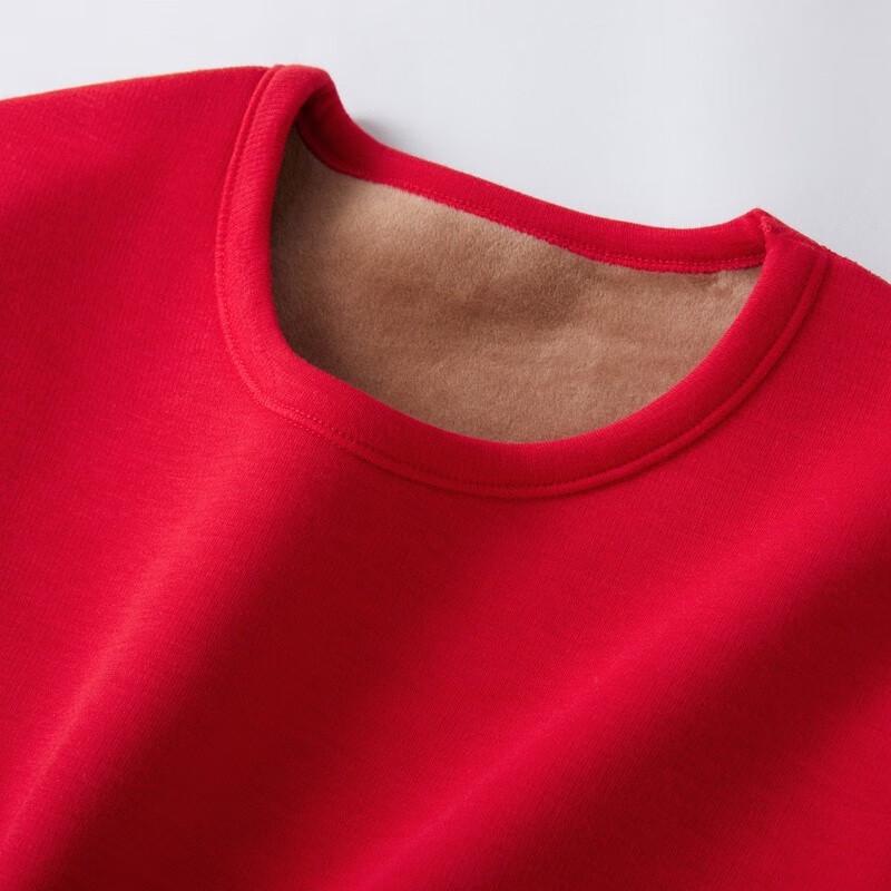 Threegun Women's Festive Wool Blend Thickened Round Neck Thermal Underwear Set