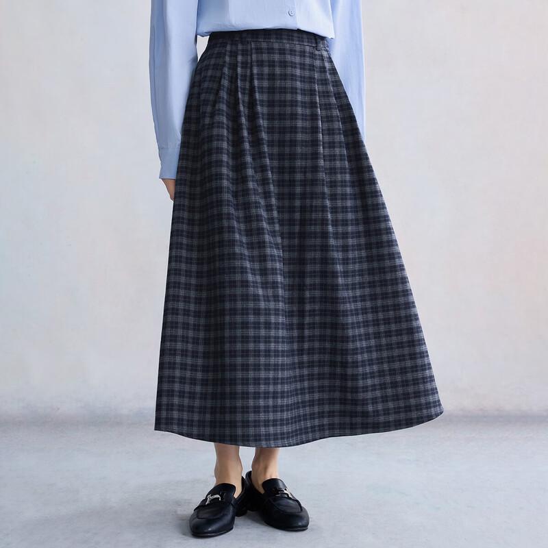 INMAN Women's Retro Plaid A-Line Skirt