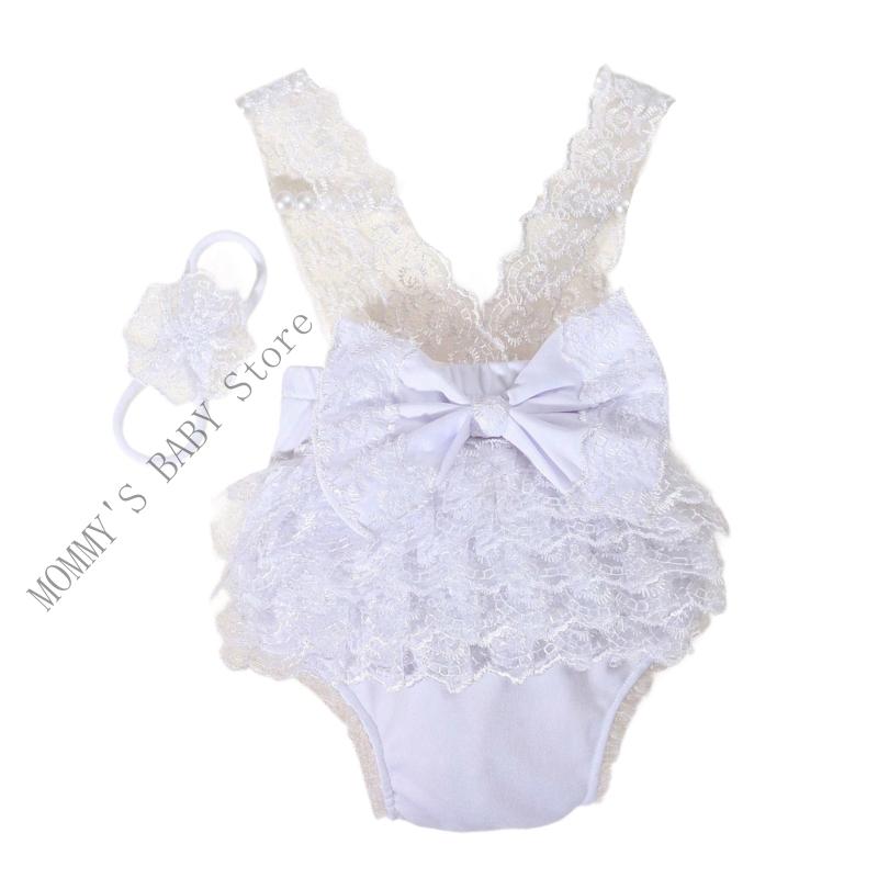 Детский кружевной ромпер для фотосессии, головной убор, координированный комплект, удобный полиэстер, платье для фотосъемки новорожденных