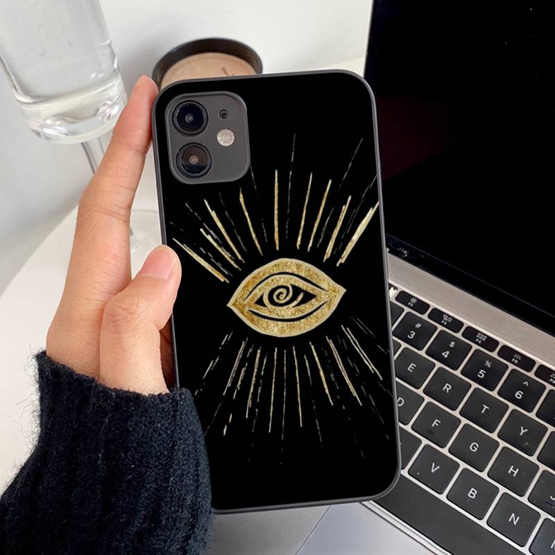 Evil Eye Illustrations czarny futerał na telefon iPhone 13 8 7 6S Plus X 5S SE 2020 XR 11 12 mini pro XS MAX