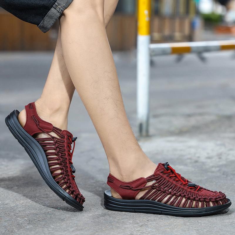 Fashion Summer Sandals Men Brand Designer Fashion Casual Outdoor Waders Large Size Hand-woven High Quality Beach Sandal Shollow Out Shoe