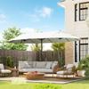 Double Garden Umbrella, 4.6 x 2.7 m, 12 Ribs, with Vents and Crank Handle. Beige