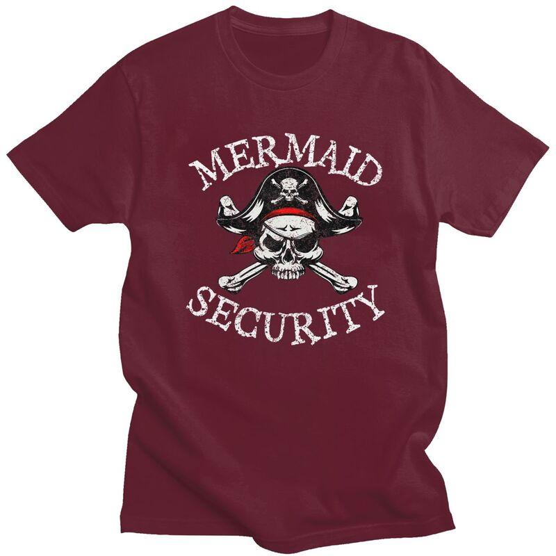 Custom Mermaid Security Pirate Quotes T Shirt Men Pure Cotton Tshirt Tees Streetwear Tshirts