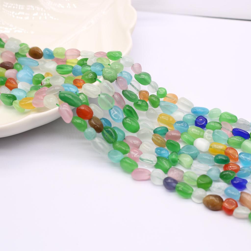 1String, Colourful Reiki Healing Gemstone Beads, 6-8mm Oval Energy Natural Stone Loose Spacer Beads for Jewelry Making DIY Christmas Gift Beading 38cm