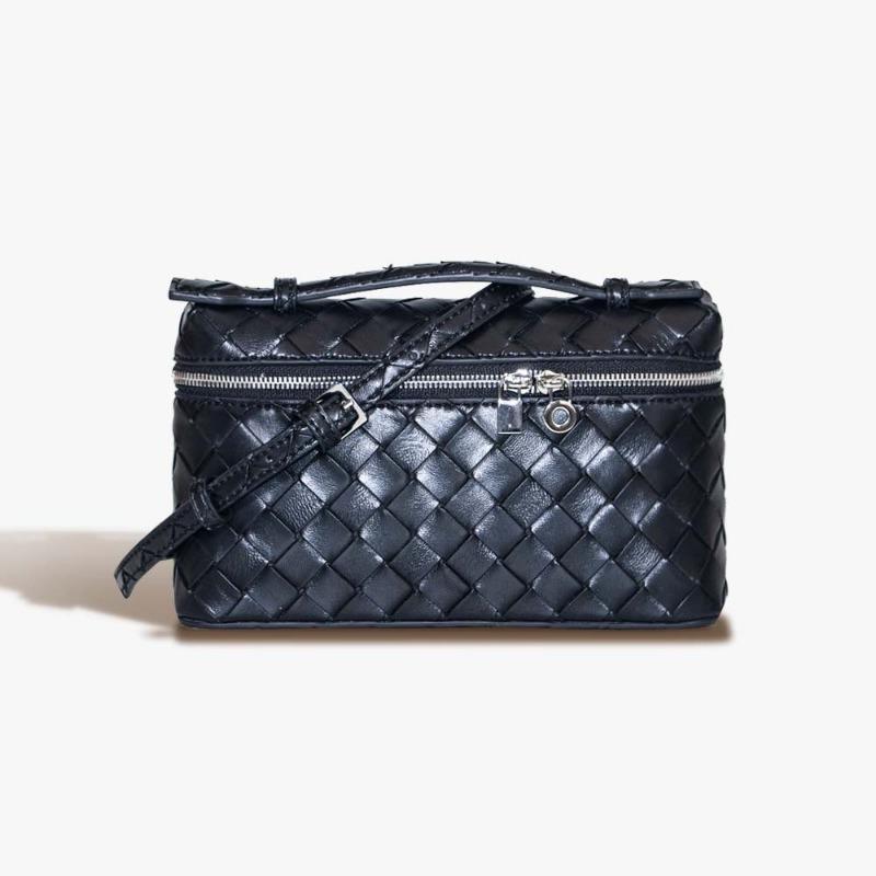 

Новая плетеная маленькая квадратная сумка женская портативная сумка-коробка нишевая универсальная сумка-мессенджер сумка через плечо для поездок на работу простая модная сумка 19*6.5*12cm чёрный