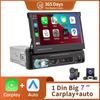 1 Din MP5 Player 7 Inch Carplay Android Auto Universal  Manual Automatic Retractable Touch Screen Car Player FM Radio