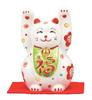 Kutani Ware Iwataya 3 Maneki Neko with Two Hands and Floral Design No. (with Rug) K9-1522