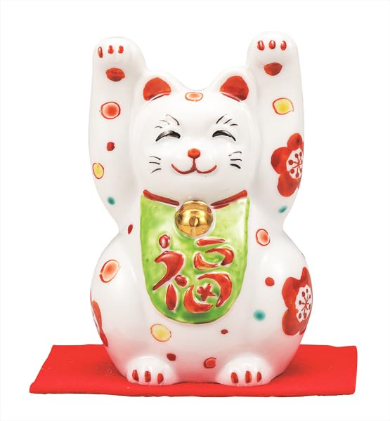 

Фарфор Кутани Иватая 3 Манеки-неко с двумя лапами и цветочным дизайном №. (с ковром) K9-1522