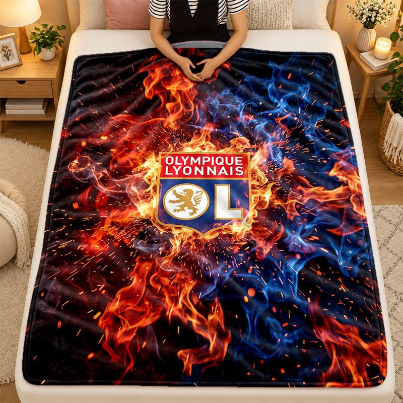 Flannel BlanketLyon FC Warm Soft Throw Blanket for Indoor Sofa Bed Living Room Use