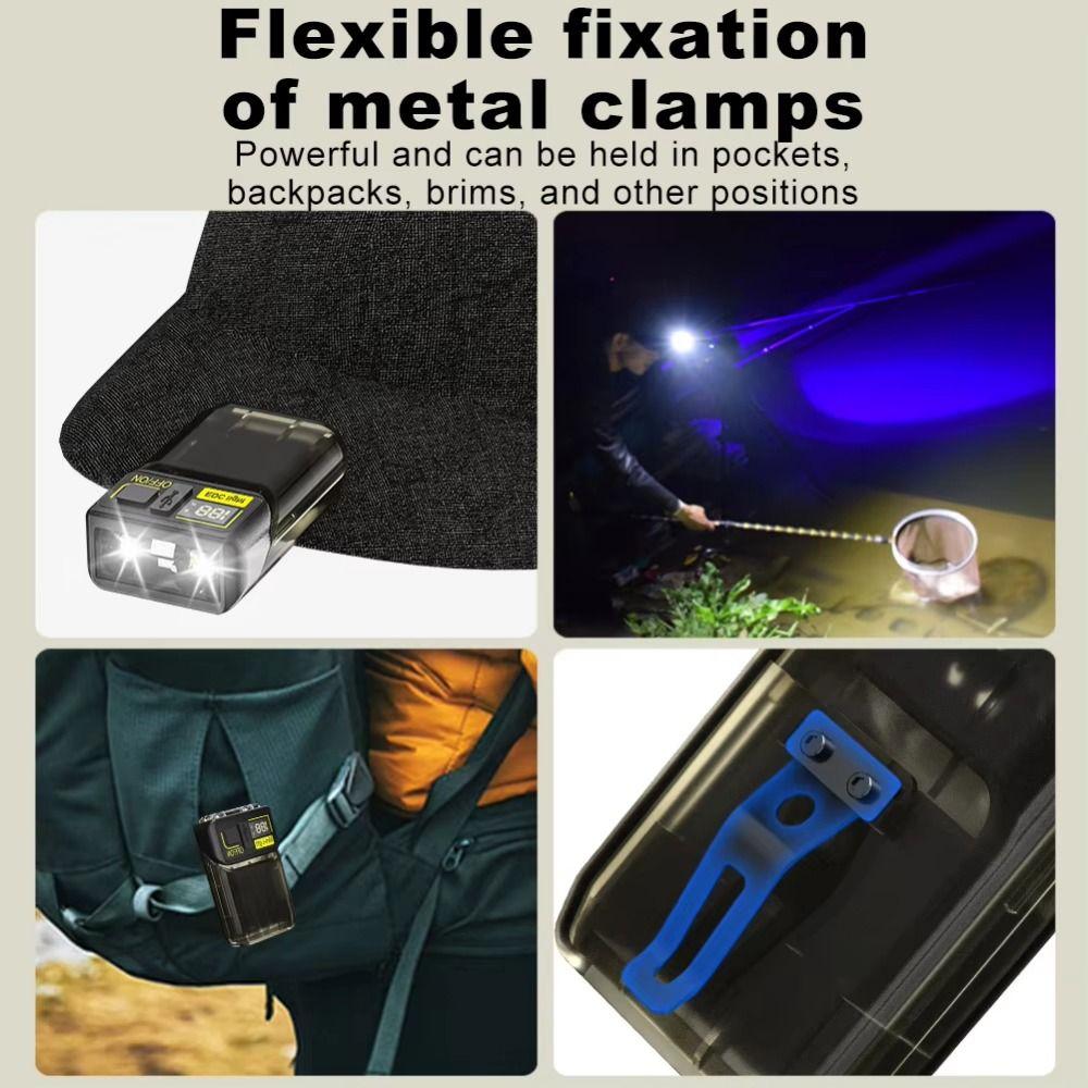 1200mAh Mini Magnetic Flashlight Waterproof Hat Clip Light Pocket Camping Light  Hiking