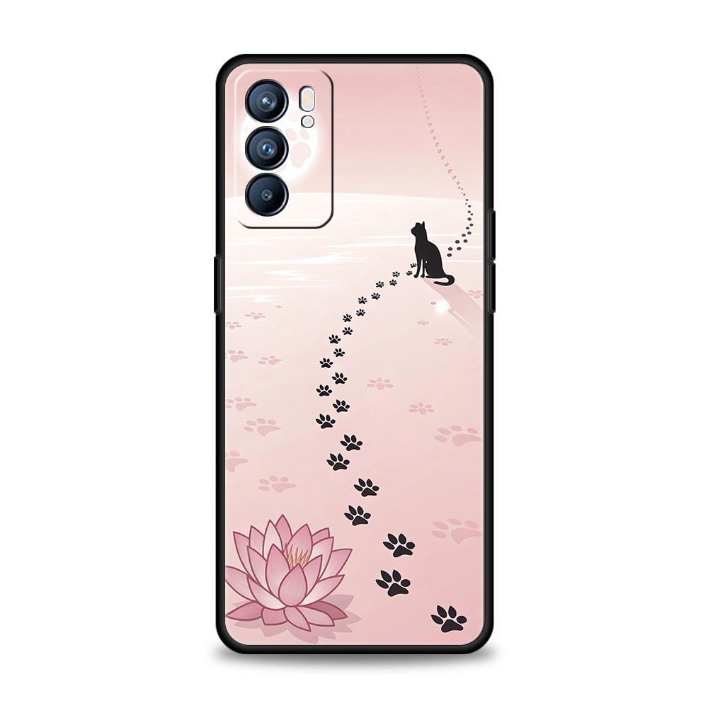 Abstract Creative Cat Line Phone Case For Oppo Reno 13 12 11 10 7 F Find X5 X6 A98 A80 A79 A78 A57 A54 A31 A17 Pro 5G Soft TPU