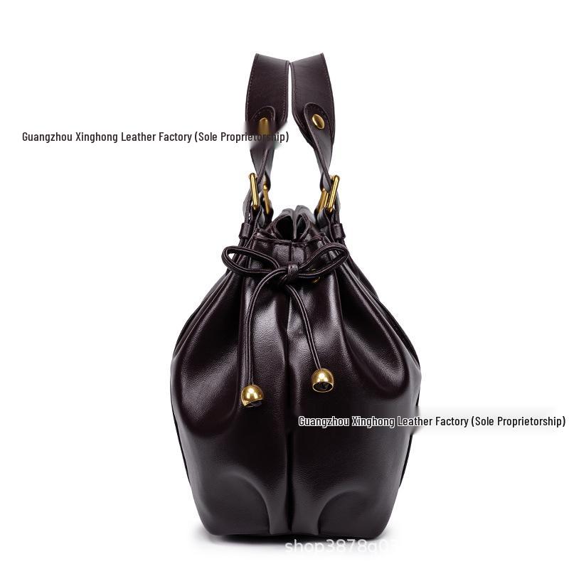 Bolso Tote Vintage de Cuero Suave con Pliegues para Mujer: Bolso Versátil Otoño/Invierno