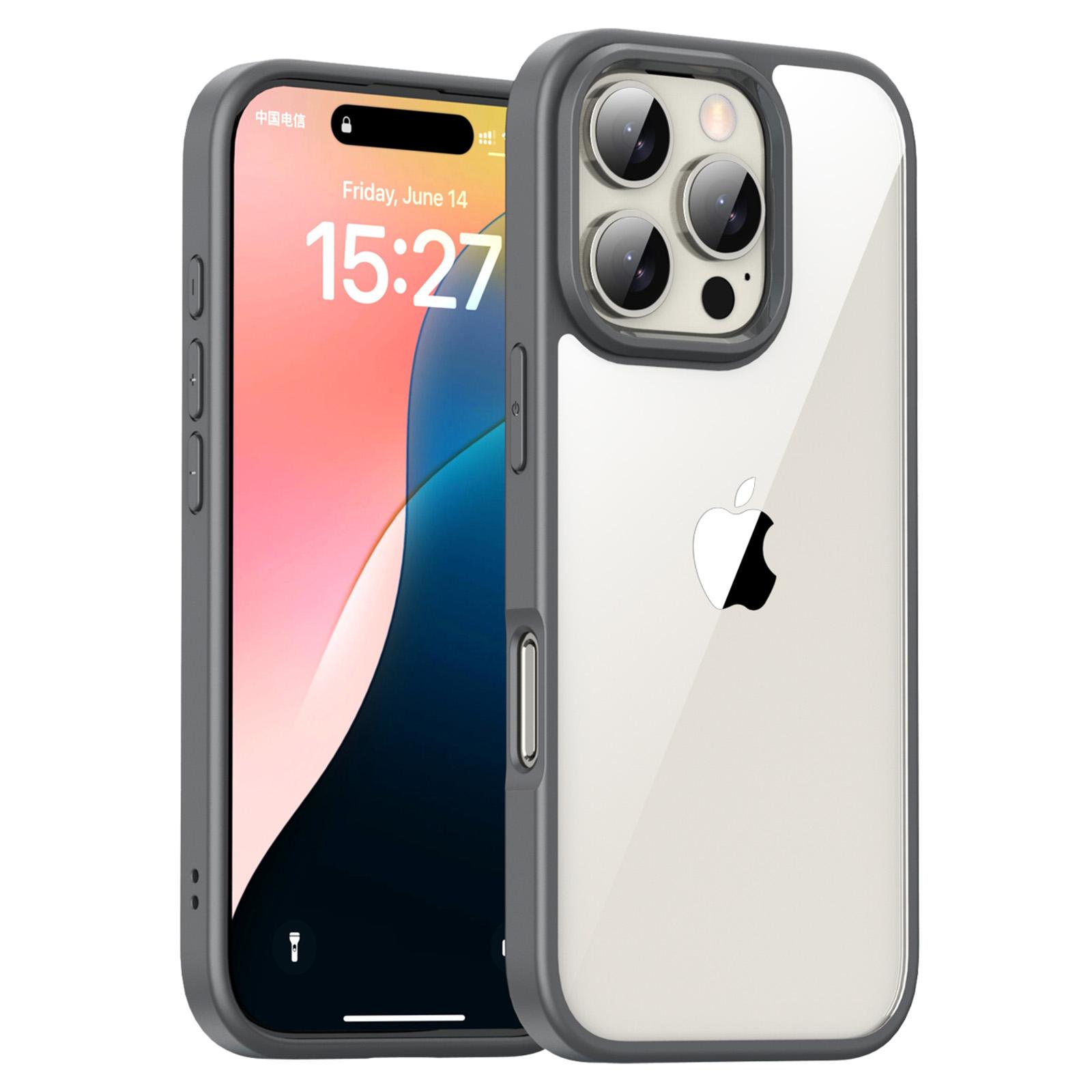 

IPAKY For iPhone 16 Pro Clear Phone Case TPU+PC Anti-fingerprint Back Cover Grey