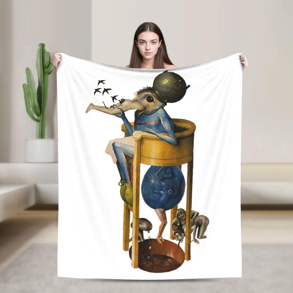 Hieronymus-Bosch Le Jardin des Délices Terrestres Couverture Tricotée Velours Art Super Douce Couverture Jetée pour Couvre-lits Couette