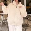 BITCED Winter Women's Stand Collar Short Corduroy Quilted Down Jacket Loose-Fit Lightweight Cotton-Padding Coat