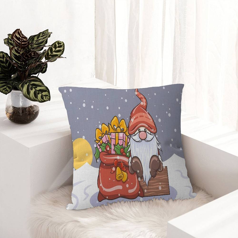 Christmas Gnome Cartoon Personalized Picture Text Home Decorative Pillows Household Gifts 45x45cm