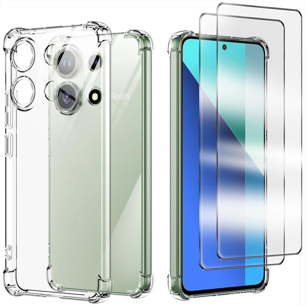Anti Shock Case For Xiaomi Redmi Note 13 4G + 2X Glass