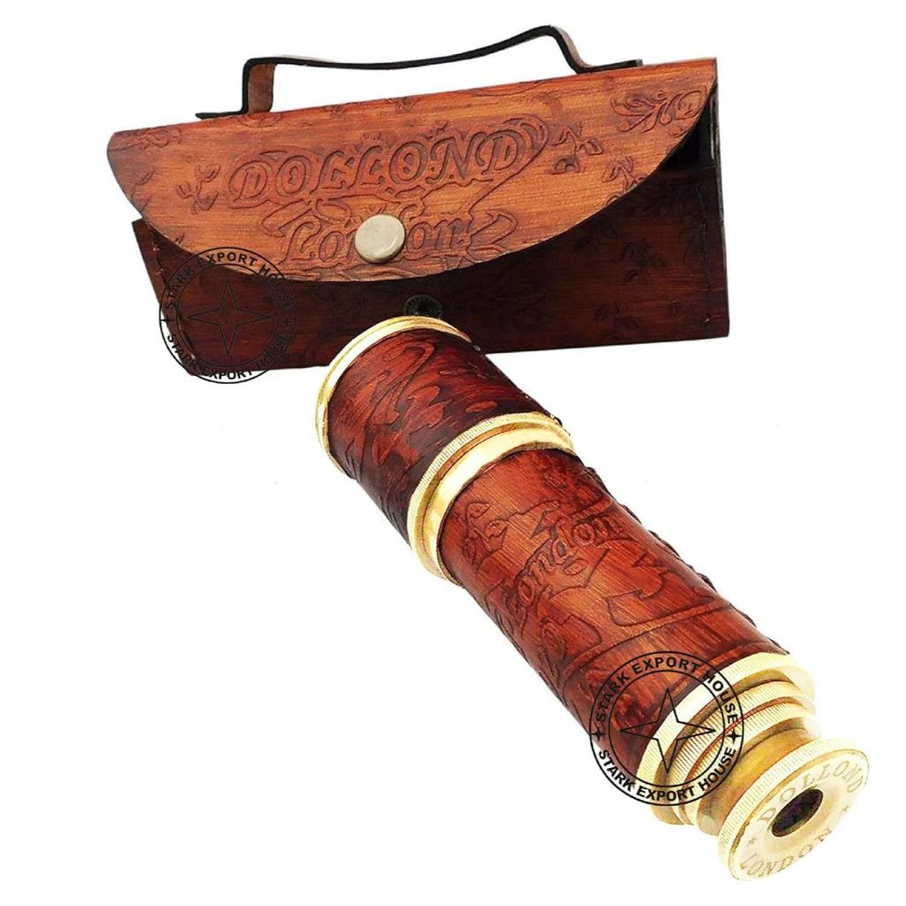 Marine Handheld Spyglass Brass Telescope Binoculars 17.5-inch with Lather Box Best for Gift Item