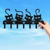 Stylish Nordic Black Cat Wall Hook Iron Cat-Shaped Cartoon Cat Coat Hook Wall Hanging Rustproof Clothes Storage Rack Entryway