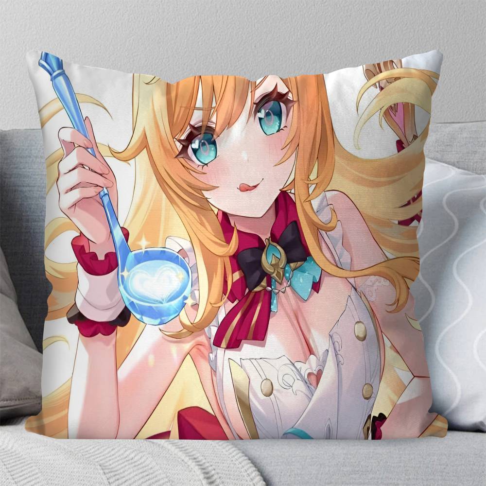 Game Genshin Impact Escoffier Pillow Case Square Pillow Bedroom Sofa Leisure Comfort Cushion Car Living Room Home Decoration