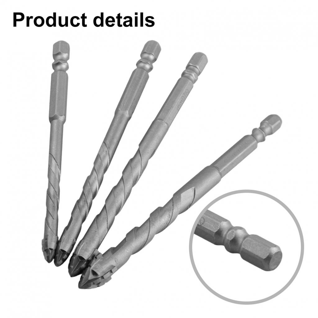 4pcs Tungsten Steel Alloy Drill Bits for Glass and Tile Applications