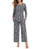 Women's Long Sleeve Pajama Set: 2-Piece with Pockets, Casual Homewear - Long Pants