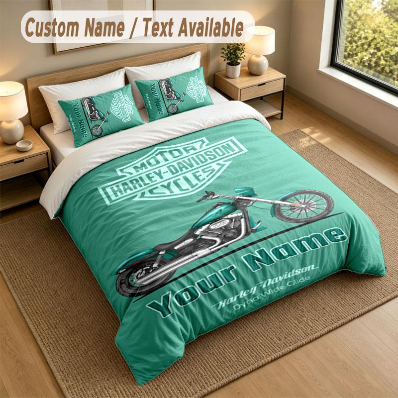 Set Biancheria da Letto 1 Copripiumino 2 Federe Stampa Harley-Davidson Morbido Tessuto per Letto Decorazione Camera da Letto