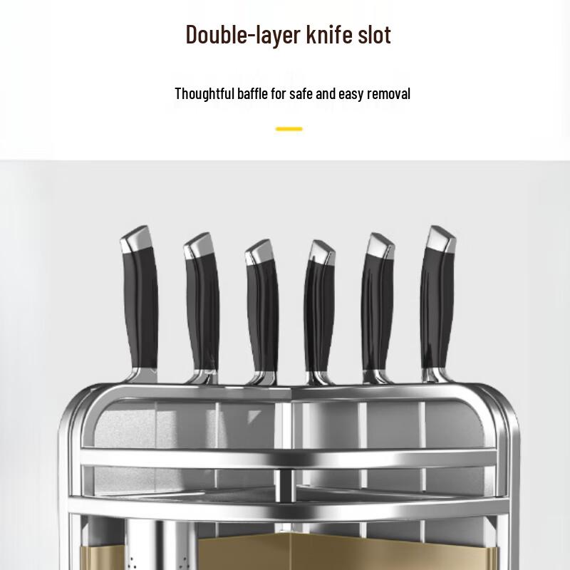 Modern 3-Tier Kitchen Countertop Storage Rack with Knife Holder