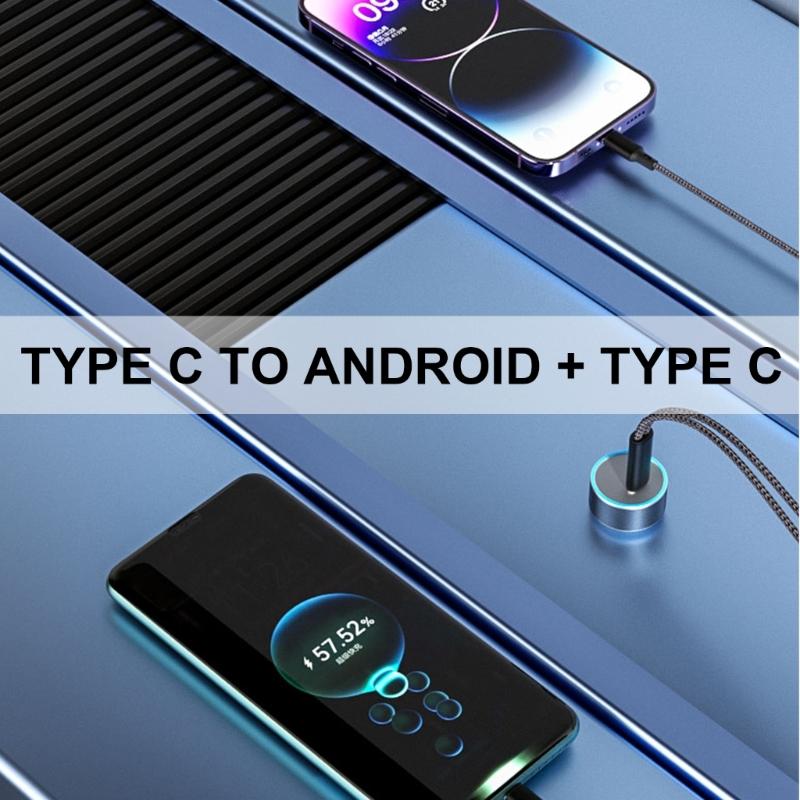 Type C To USB 5Pin and Type C Splitter Cord 27W 1 To 2 Male Connectors Fast Charging Cable Wire for Multiple Devices