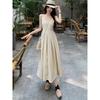 Hepburn style suspender dress summer 2026 new French celebrity temperament waist thin medium and long pleated skirt