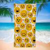 Cute Emoji Print Beach Towel Patterned Sunscreen And Windproof Suitable For Swimming Pool Camping Travel Blanket