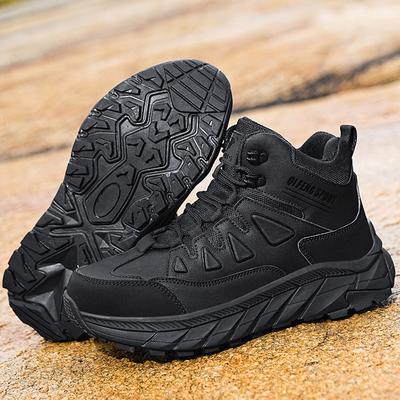 39-47 Men's Plus Size Fashionable High Top Outdoor Hiking Shoes Hiking Shoes with Fleece Insulation Cotton Shoes Snow Boots
