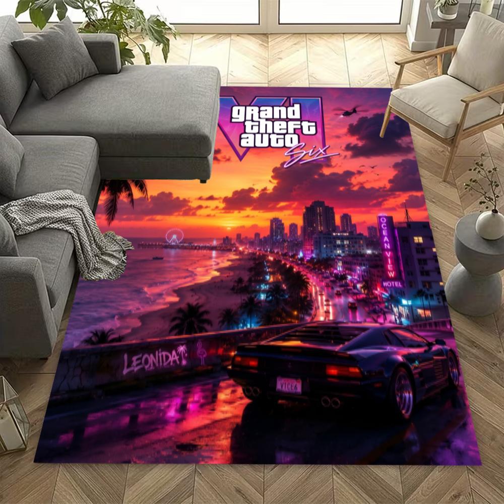 Grand Theft Autoce City Retro 80S Style Floor Mat Perfect For Playrooms Decorate Room Entryway Hallway Antislip Carpet Decorate Offices