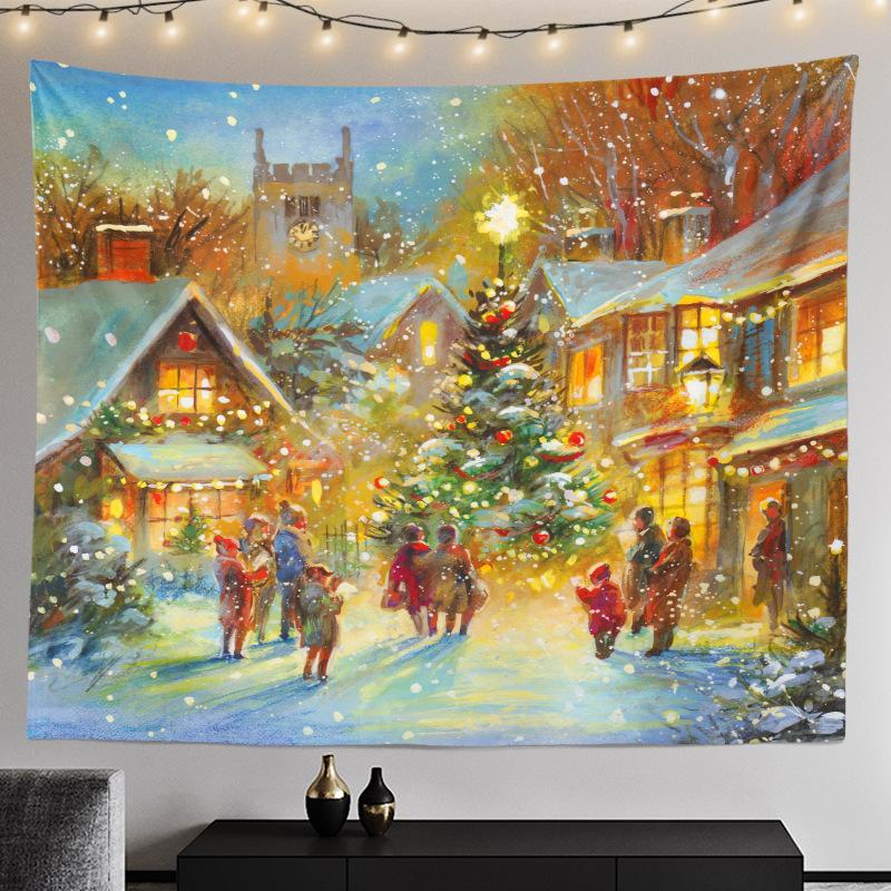 Cross-border Christmas Tree Tapestry Santa Hanging Cloth Background Cloth Digital Printing